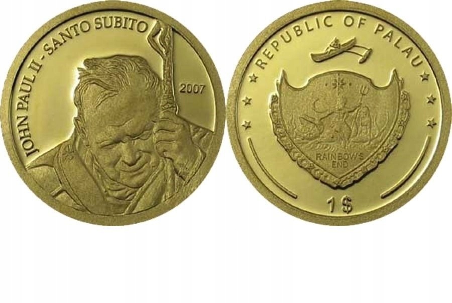 1$ Jan Paweł II Santo Subito 2007 ZŁOTO 999