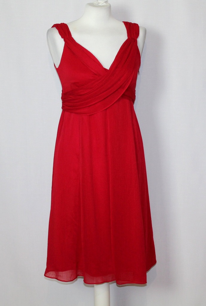 Czerwona szyfonowa wizytowa sukienka ESPRIT 36/S/8