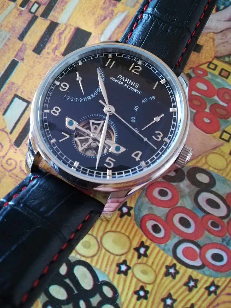 PARNIS PI40 POWER RESERVE TOURBILLON BLACK DIAL