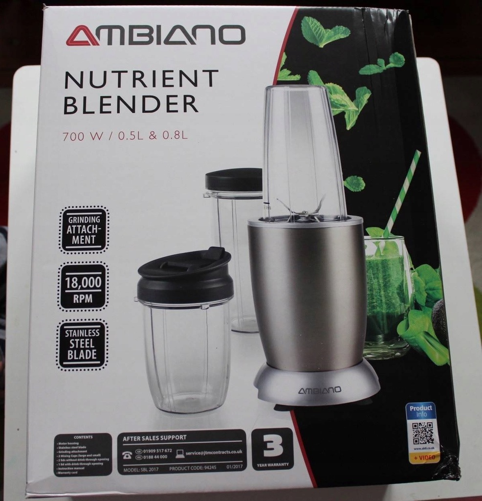 Smoothie Maker Blender Mixer AMBIANO 700W 3XPOJEMN