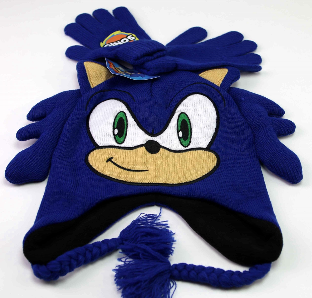 SEGA SONIC Czapka zimowa rękawiczki ORYGINAŁ 54-57