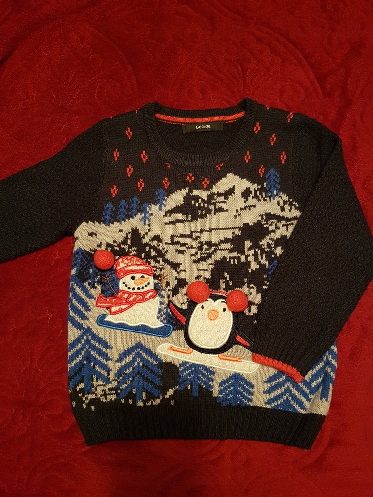 Sweterek zimowy, świąteczny z bąbelkami George 98