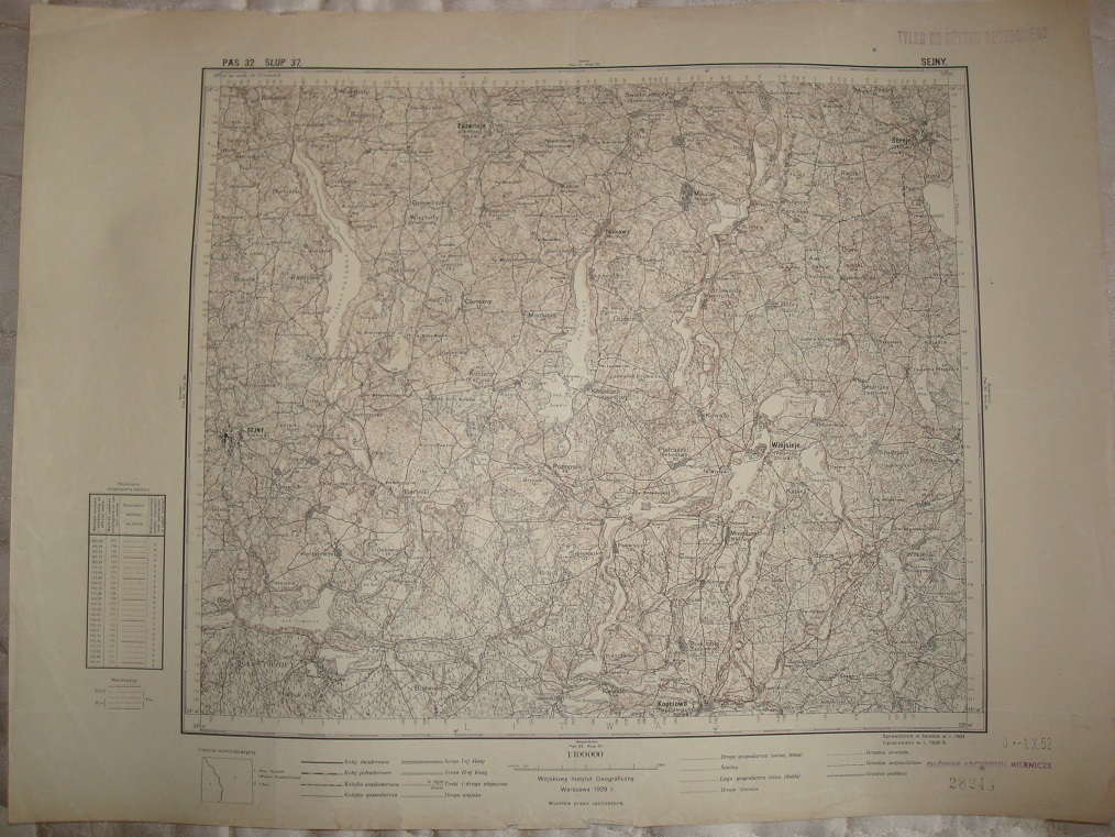 MAPA 1929 SEJNY GIBY KOPCIOWO WIEJSIEJE ŁOŹDZIEJE