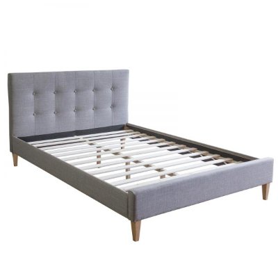 Łóżko tapicerowane dwuosobowe 180x200 cm, szare