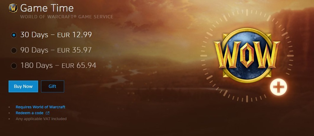 WoW Prepaid 30 dni Miesiąc Gry Game Time Token