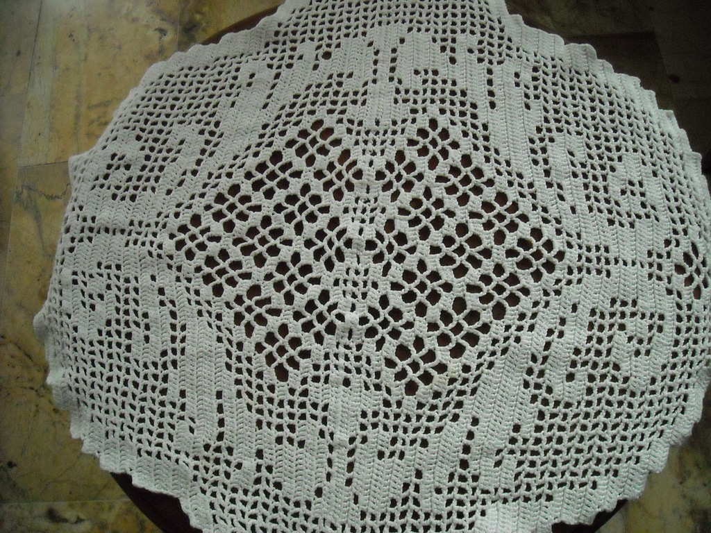 ANTYK PIĘKNA SERWETA KORONKA FILETOWA FILET 60X55
