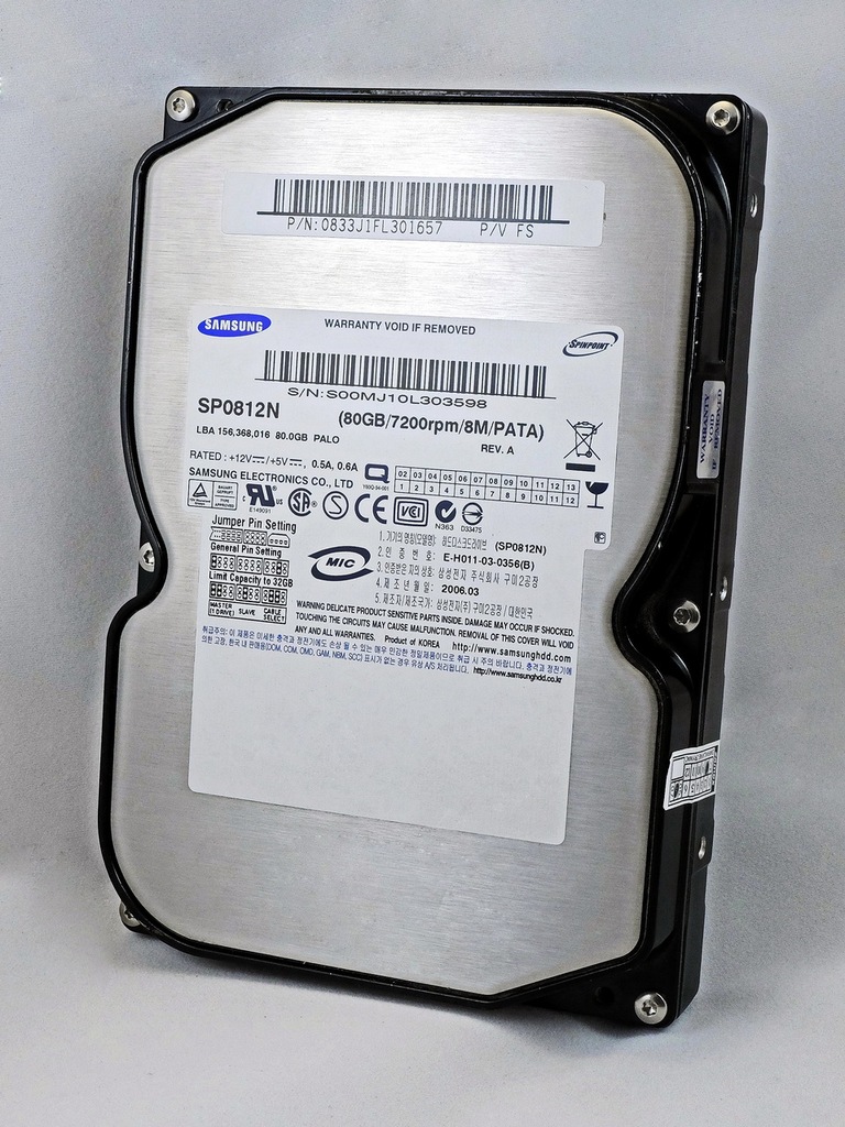 Dysk twardy HDD Samsung P80 SP0812N 80GB ATA (IDE)