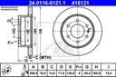 2× ATE 24.0116-0121.1 DISQUE DE FREIN + ATE 13.0460-3832 SABOTS DE FREIN DE FREIN photo 2 - milautoparts-fr.ukrlive.com