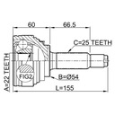 Vonkajší hnací kĺb GALANT LANCER MB526557 Výrobca dielov Febest