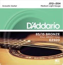 Струны для акустической гитары D'ADDARIO EZ920 12-54