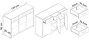 Komoda skrinka 3D3S JELŠA 110cm 3 zásuvky 3 skrinky polica regál ROB Výška nábytku 85 cm