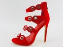 Červené semišové sandále podpätky Seastar r36