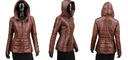 Hnedá dámska kožená bunda prešívaná s kapucňou DORJAN HLNL122A 3XL Veľkosť 3XL