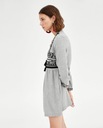 ZARA - szara sukienka mini z haftem - M Fason rozkloszowana