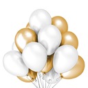 Латексные шары белого и золотого цвета с эффектом металлик - 12 шт.