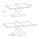Rozkladací stôl XENON čierny a biely Vysoký LESK HUB Hĺbka nábytku 89 cm