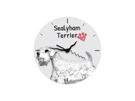 Sealyham teriér Stojace hodiny s grafikou, MDF