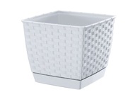 Roztomilý kvetináč so stojanom RATTAN 21x19cm biely