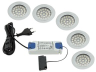 Kpl 5x ROUND LED 1,8W 12V stropné očko+napájací adaptér
