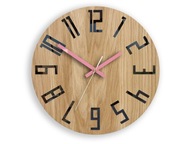 HODINY Drevený dub Slim_Wood_Pink ModernClock