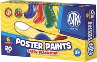 Farby plakatowe ASTRA szkolne 6 kolorów 20 ml