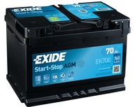Аккумулятор exide ek700 12v 70ah p+ agm start-stop - фото
