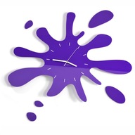 Veľké nástenné hodiny moderné KLEKS farba fialová