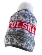 Zimná čiapka Poľsko s brmbolcom : vzor P03 :super!