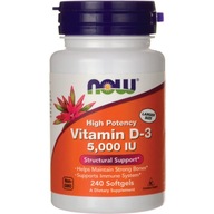 Vitamín D3 5000IU 240kaps kapsule 240 ks. Výživový doplnok Now Foods