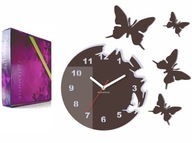 Moderné veľké nástenné hodiny MOTÝLIKY Motýle Bronz