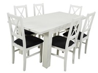 Biały zestaw Stół + 6 krzeseł styl prowansalski
