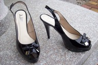 A.J.F. nr 40 czarne eleganckie czółenka skóra nowe