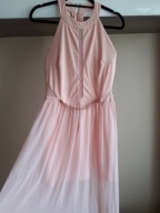 Elegancka sukienka grecka długa, pudrowa L/40