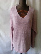 Sweter bladoróżowy z dekoltem V - L