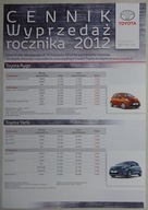 PROSPEKT TOYOTA - CENNIK 2012 - OSTATNIA SZTUKA