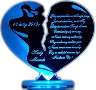 WALENTYNKI LED 4 KOLORY ZŁAMANE SERCE GRAWEROWANE