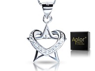SREBRO 925 RODOWANE Serce Wisiorek Gwiazdka Naszyjnik kr. Swarovski PUDEŁKO