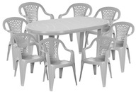 Stół i krzesła OŁER tworzywo sztuczne szary