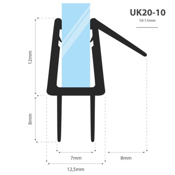 Уплотнитель для душевой кабины 70см 10 11 мм UK20