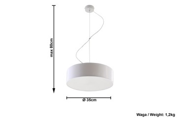 Lampa sufitowa wisząca ARENA 35cm biała okrągła do kuchni i holu SOLLUX