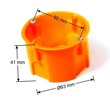 Коробка для скрытого монтажа 60мм, оранжевая пластина, 10 шт.