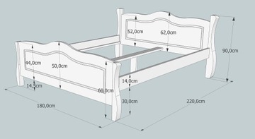 Кровать деревянная из бука 140x200 МАСС. Бук/Дуб