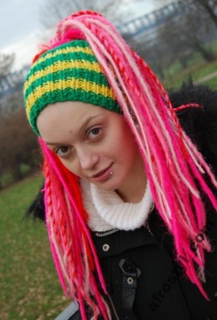 rock opaska rasta na dredy,warkoczyki,jamajka