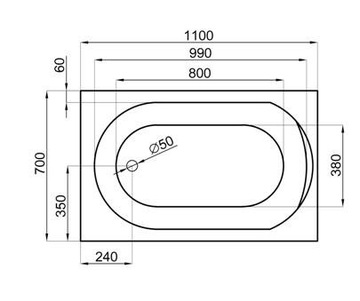 ПОЛЬША POLIMAT MINI ванна 110x70 см + сифон