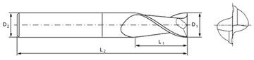 Твердосплавная фреза VHM 2p 16мм хвостовик 16мм TiAlN 50HRC CNC