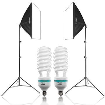 ZESTAW do zdjęć + 2x softbox + 2x statyw + żarówki