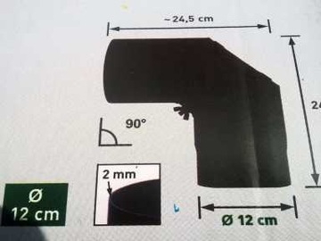 Дымовое колено дымовая труба для печи-камина 120мм 12