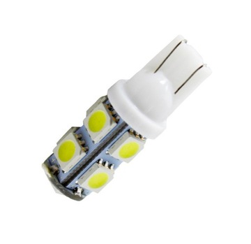Светодиодная лампа белая 5600К T10 W5W 9 SMD 5050