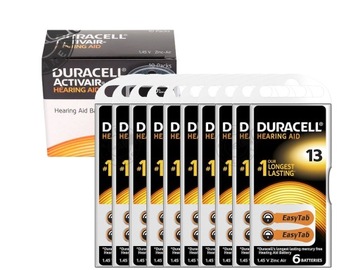 60 шт. БАТАРЕИ DURACELL 13 для слуховых аппаратов