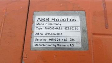 SERVO ABB ROBOTICS SIEMENS 1FK6083-6AZ21-9ZZ9-ZS01